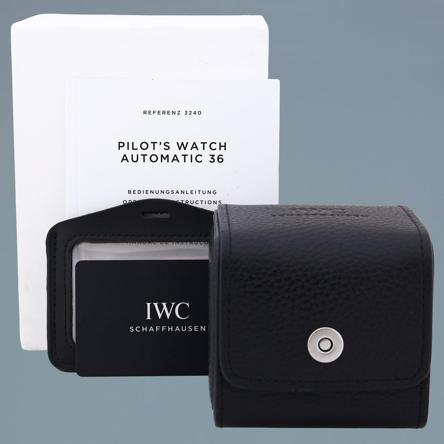 2017 PAPERS MINT IWC 36mm Pilot IW324006 Silver Dial Steel Watch Box