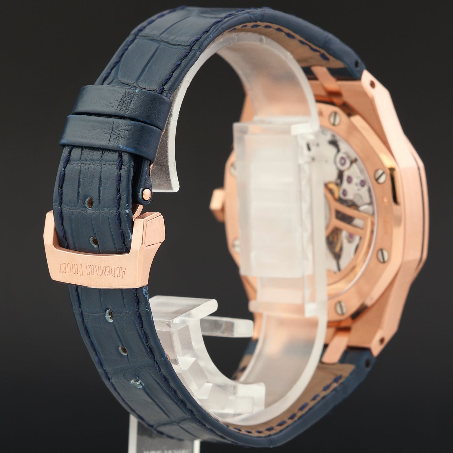 MINT Audemars Piguet Royal Oak 41mm Leather 15510OR Blue Dial Rose Gold Watch Box