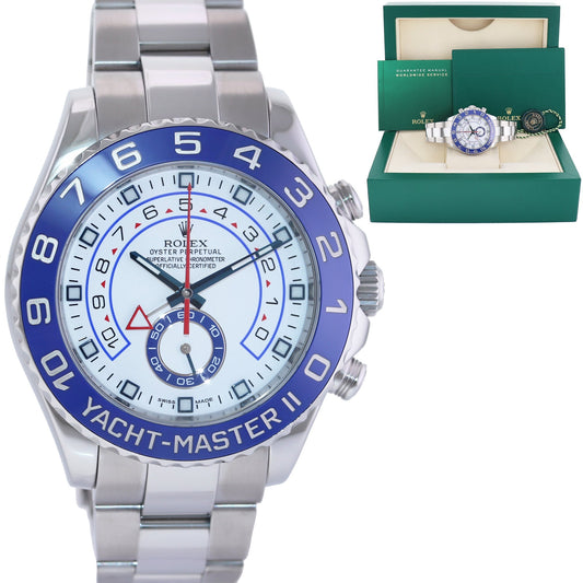 2015 MINT Rolex Yacht-Master II 44mm Steel White Blue Ceramic 116680 Watch Box