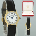 Cartier 7824 Riviera Yellow Gold Leather Manual Wind White Roman Watch