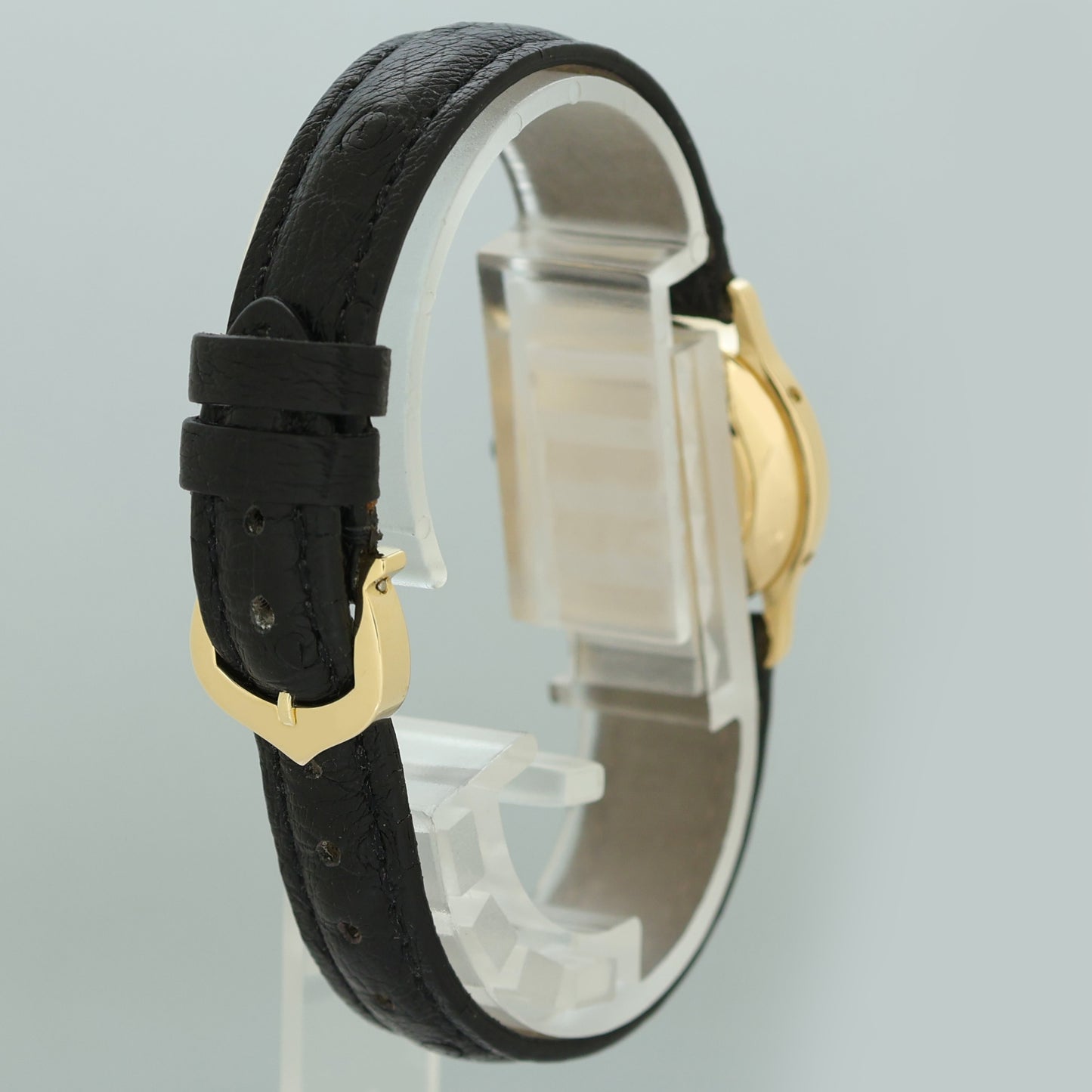 Cartier 7824 Riviera Yellow Gold Leather Manual Wind White Roman Watch