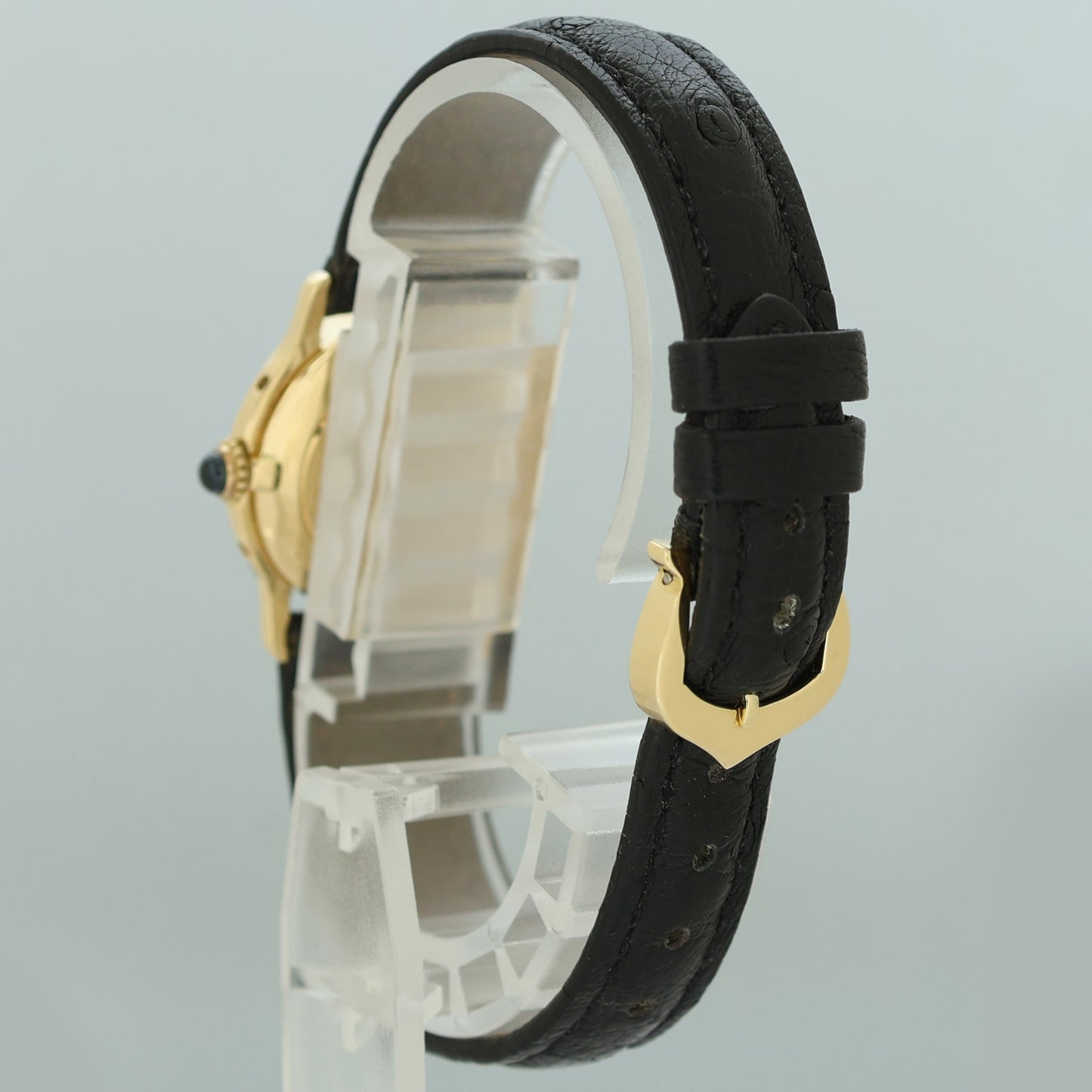 Cartier 7824 Riviera Yellow Gold Leather Manual Wind White Roman Watch