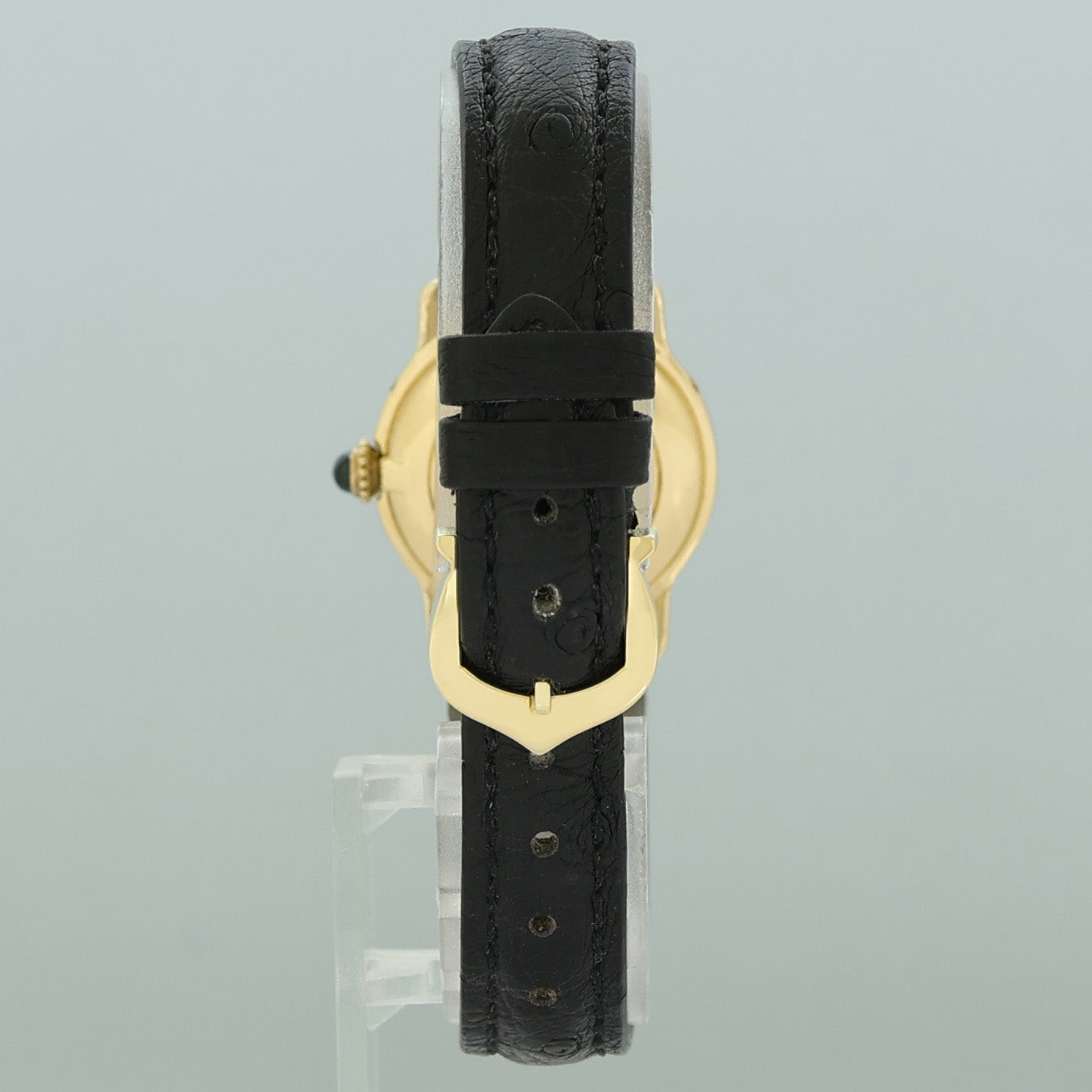 Cartier 7824 Riviera Yellow Gold Leather Manual Wind White Roman Watch