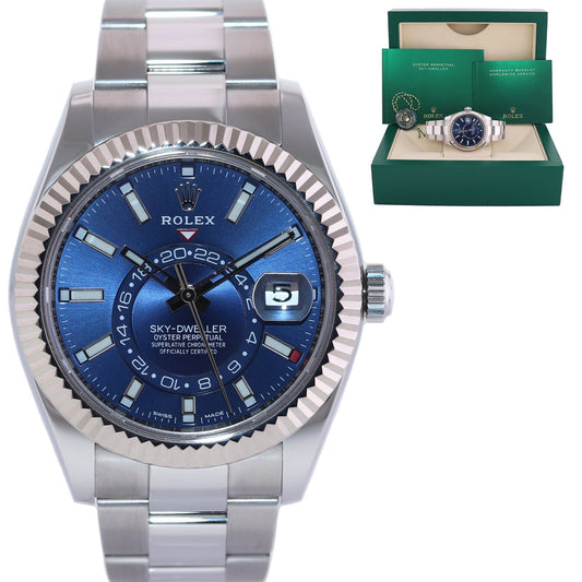 MINT 2020 Rolex Sky-Dweller Stainless White Gold Blue 326934 42mm Watch Box