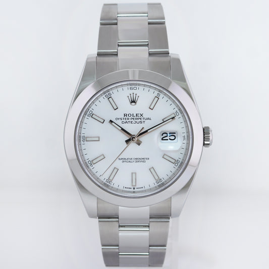 2021 MINT Rolex DateJust 41mm 41 Steel 126300 White Stick Oyster Watch Box