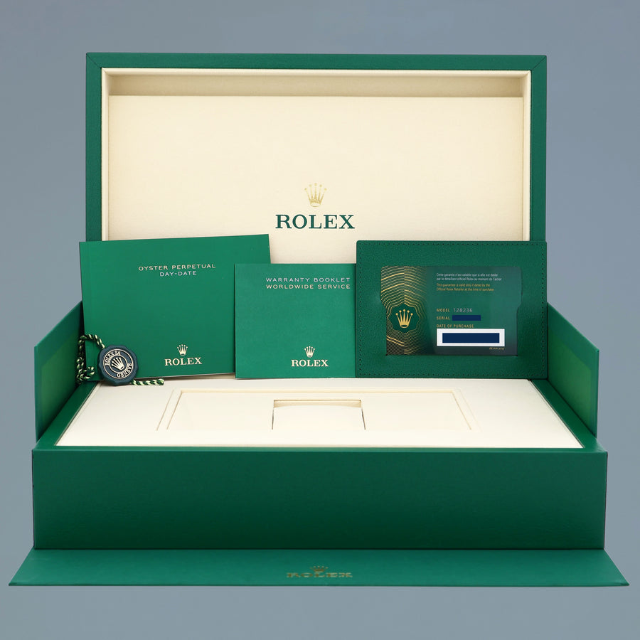 2026 NEW PAPERS Rolex Platinum President Day Date Glacier Blue Diamond 128236 Watch