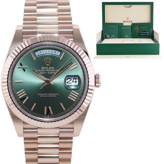 2021 NEW PAPERS Rolex President Day Date 40 Rose Green Olive Roman 228235 Watch Box