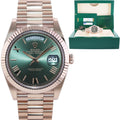MINT 2019 PAPERS Rolex President 40mm Rose Gold Olive Green 228235 Watch Box