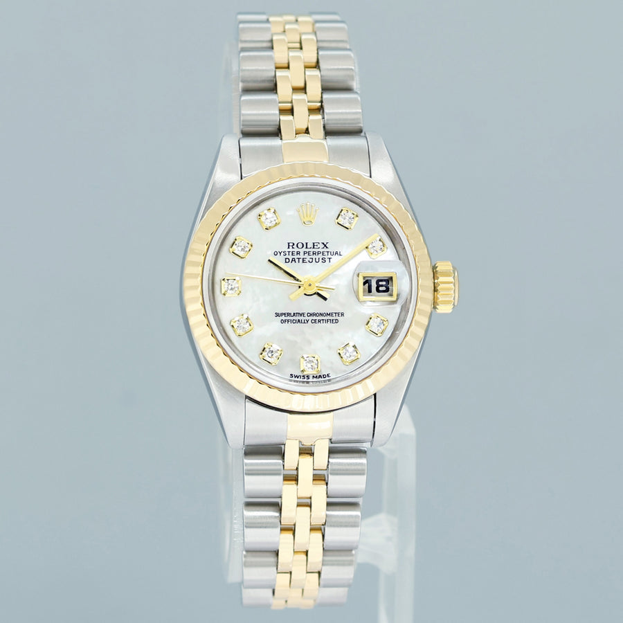 FACTORY MOP Diamond Ladies Rolex 26mm DateJust 79173 Two Tone Gold Jubilee Watch
