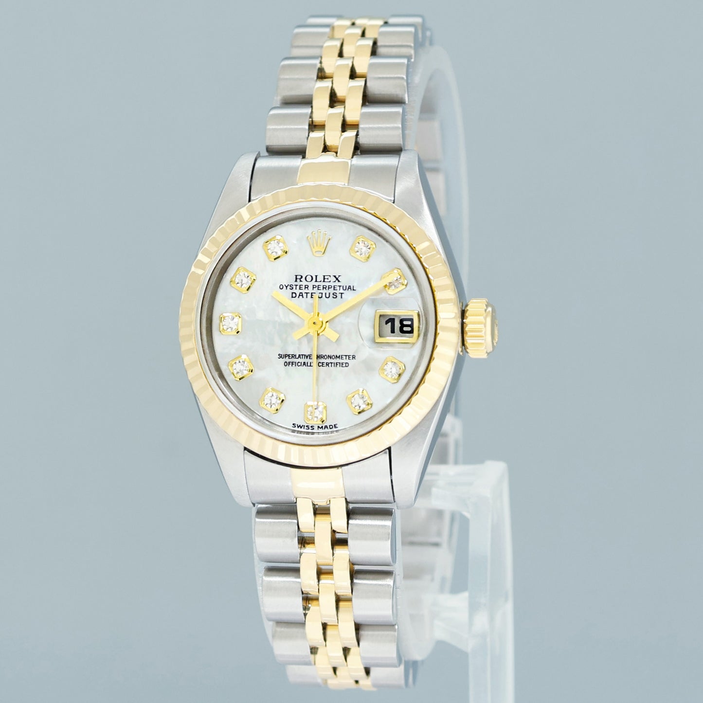 FACTORY MOP Diamond Ladies Rolex 26mm DateJust 79173 Two Tone Gold Jubilee Watch
