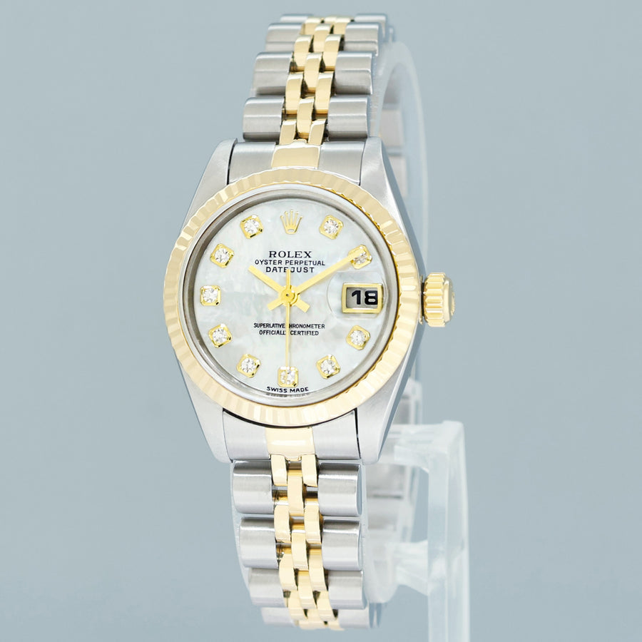 FACTORY MOP Diamond Ladies Rolex 26mm DateJust 79173 Two Tone Gold Jubilee Watch