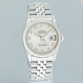 MINT 2004 Rolex DateJust 36mm Silver Roman Dial Jubilee 16220 Steel Watch Box