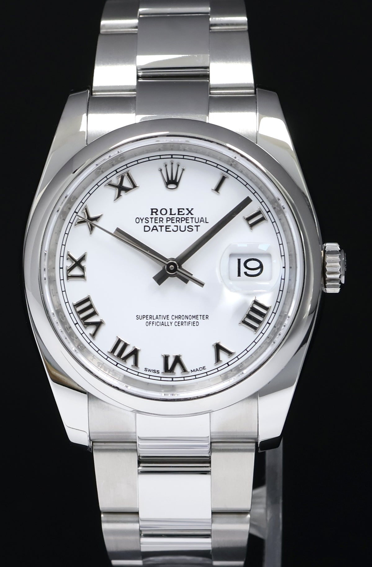 MINT 2014 PAPERS Rolex 116200 DateJust Steel 36mm White Roman Roman Watch Box
