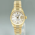 MINT 69178 Pearl Diamond Ladies Rolex DateJust President 26mm Yellow Gold Watch