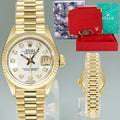 MINT 69178 Pearl Diamond Ladies Rolex DateJust President 26mm Yellow Gold Watch