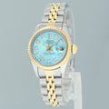 MINT Ladies Rolex 26mm 69173 DateJust Blue Diamond Two Tone Yellow Gold Jubilee Watch