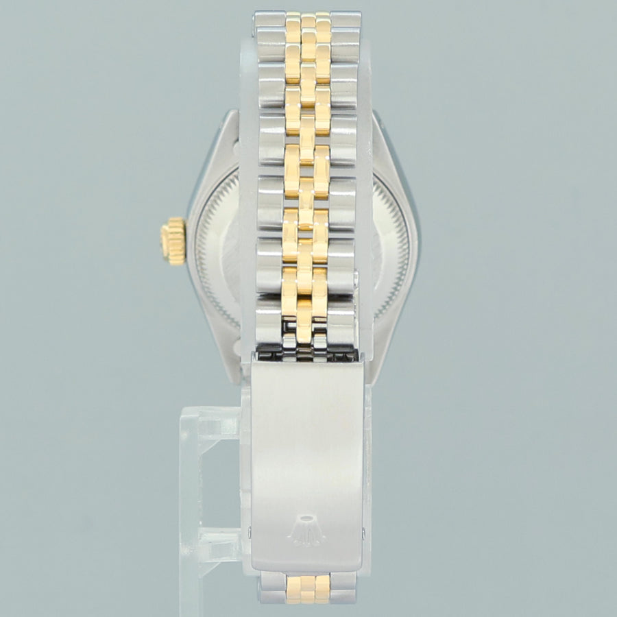 MINT Ladies Rolex 26mm 69173 DateJust Blue Diamond Two Tone Yellow Gold Jubilee Watch