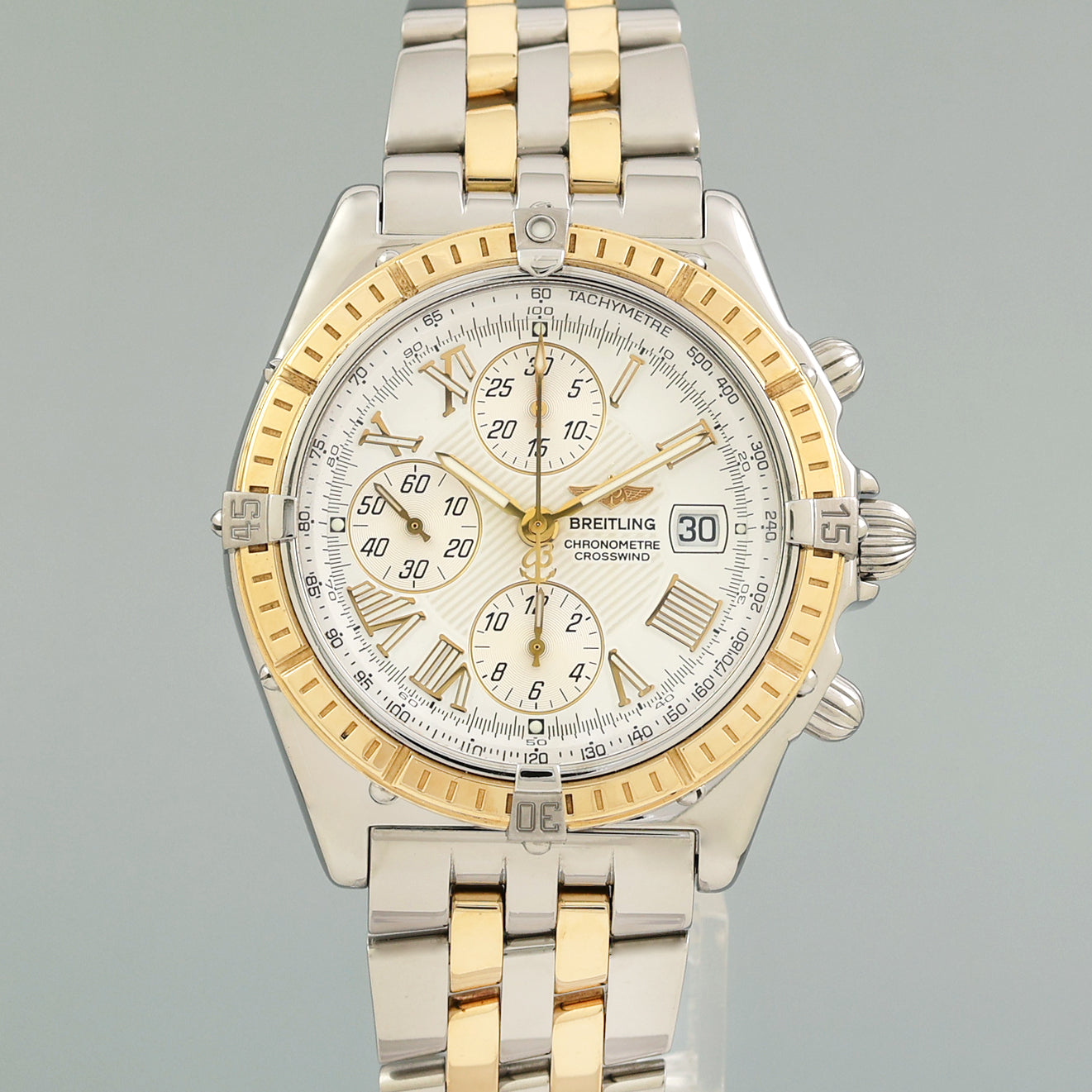 PAPERS Breitling Crosswind Automatic D13355 Two Tone Gold 42mm White Watch Box