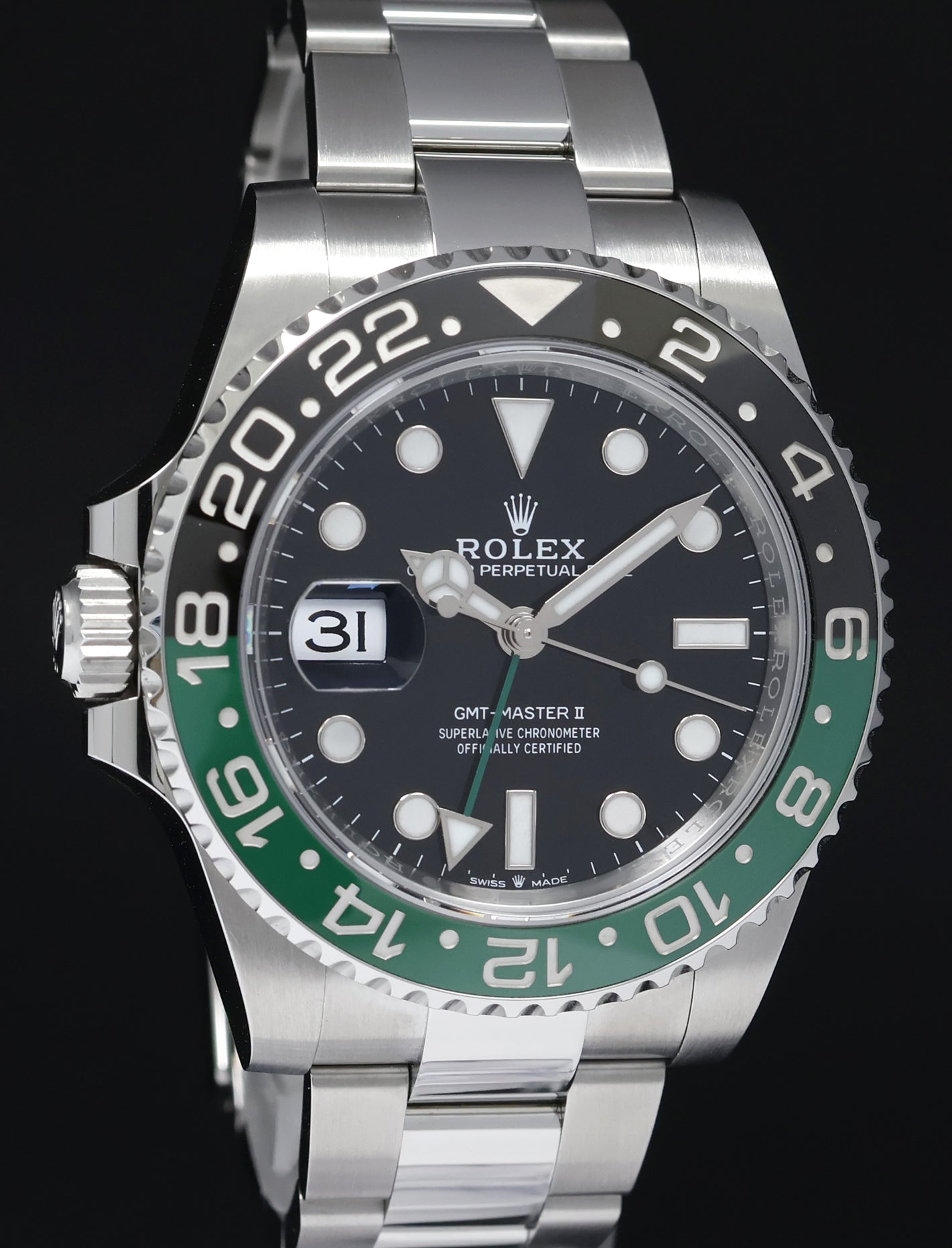 2023 NEW PAPERS Rolex GMT-Master II SPRITE Green Black Oyster Steel 126720 Watch