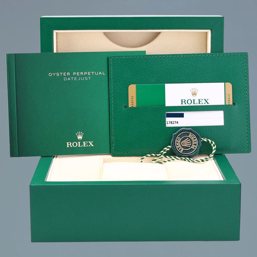 2019 PAPERS MINT Ladies Rolex DateJust Midsize 31mm Rhodium Roman 178274 Watch Box