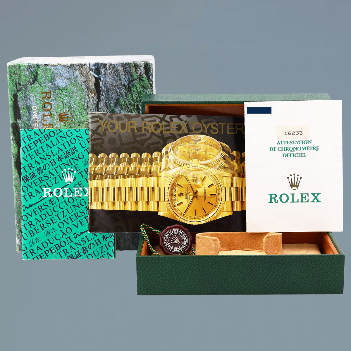 1991 PAPERS MINT Rolex DateJust 16233 Two-Tone Yellow Gold 36mm Champagne Jubilee Watch Box