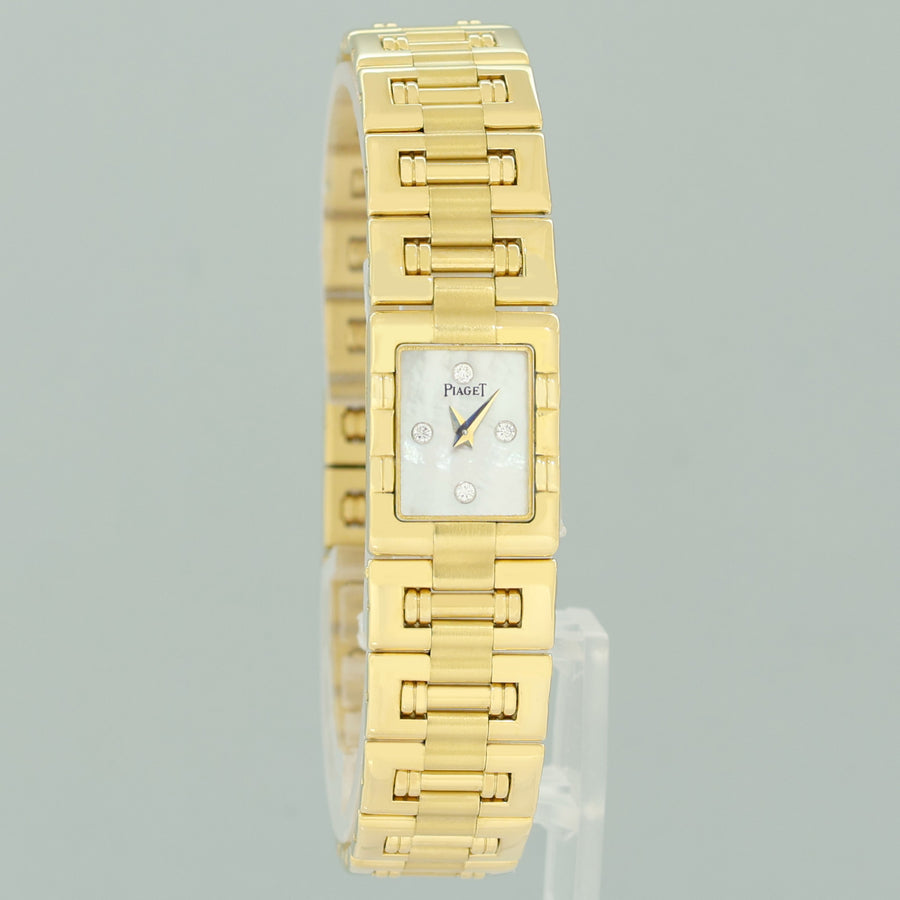 Ladies Piaget Dancer 14mm Ref 15217k81 Mother Of Pearl Diamond 18k Yellow Gold Watch