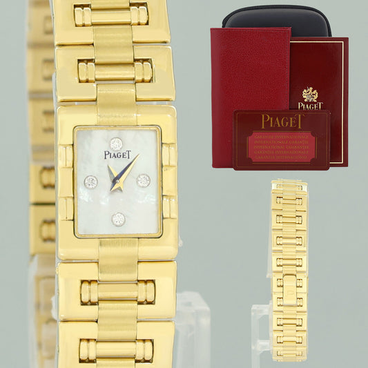 Ladies Piaget Dancer 14mm Ref 15217k81 Mother Of Pearl Diamond 18k Yellow Gold Watch