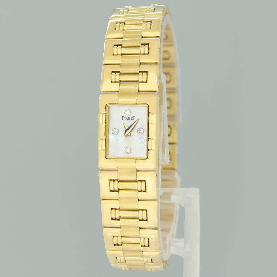 Ladies Piaget Dancer 14mm Ref 15217k81 Mother Of Pearl Diamond 18k Yellow Gold Watch