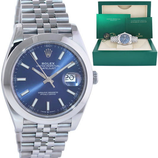 2022 MINT Rolex DateJust 41 Steel 126300 Blue Dial Jubilee Band 41mm Watch Box