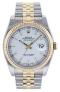 2015 MINT Rolex DateJust Jubilee Two Tone Gold Steel White Stick 36mm 116233 Watch