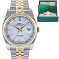 2015 MINT Rolex DateJust Jubilee Two Tone Gold Steel White Stick 36mm 116233 Watch