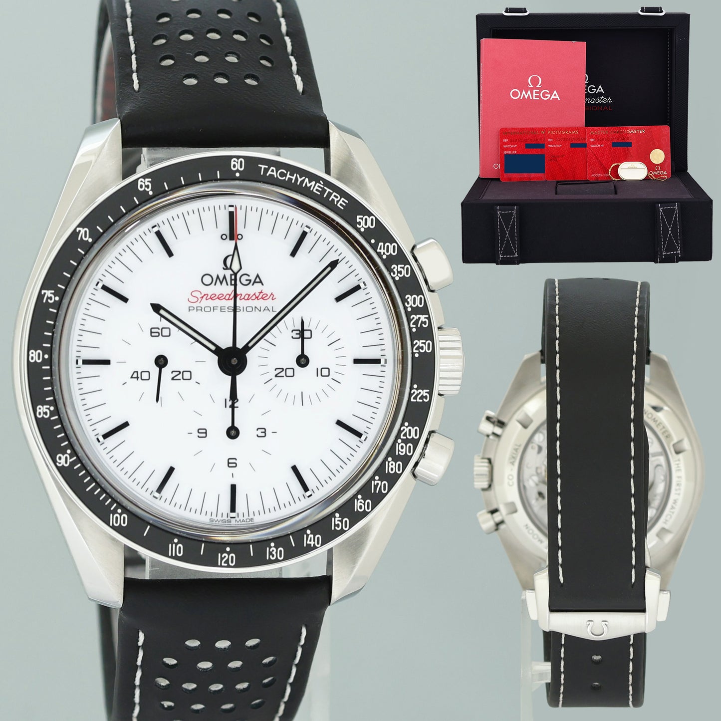 2024 PAPERS Omega White Speedmaster Moon Professional 310.32.42.50.04.002 Watch
