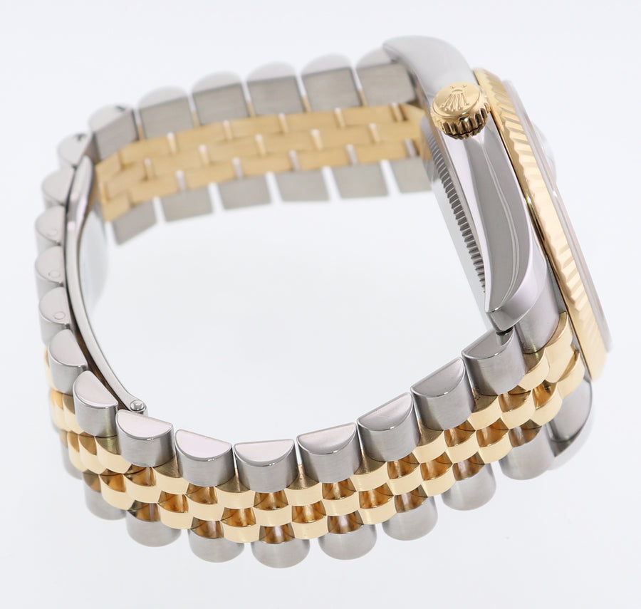 2015 MINT Rolex DateJust Jubilee Two Tone Gold Steel White Stick 36mm 116233 Watch
