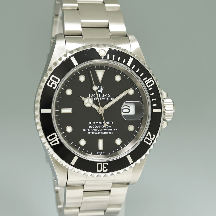 1998 Swiss Only Dial Rolex Submariner Date 16610 Steel Black 40mm Watch Box
