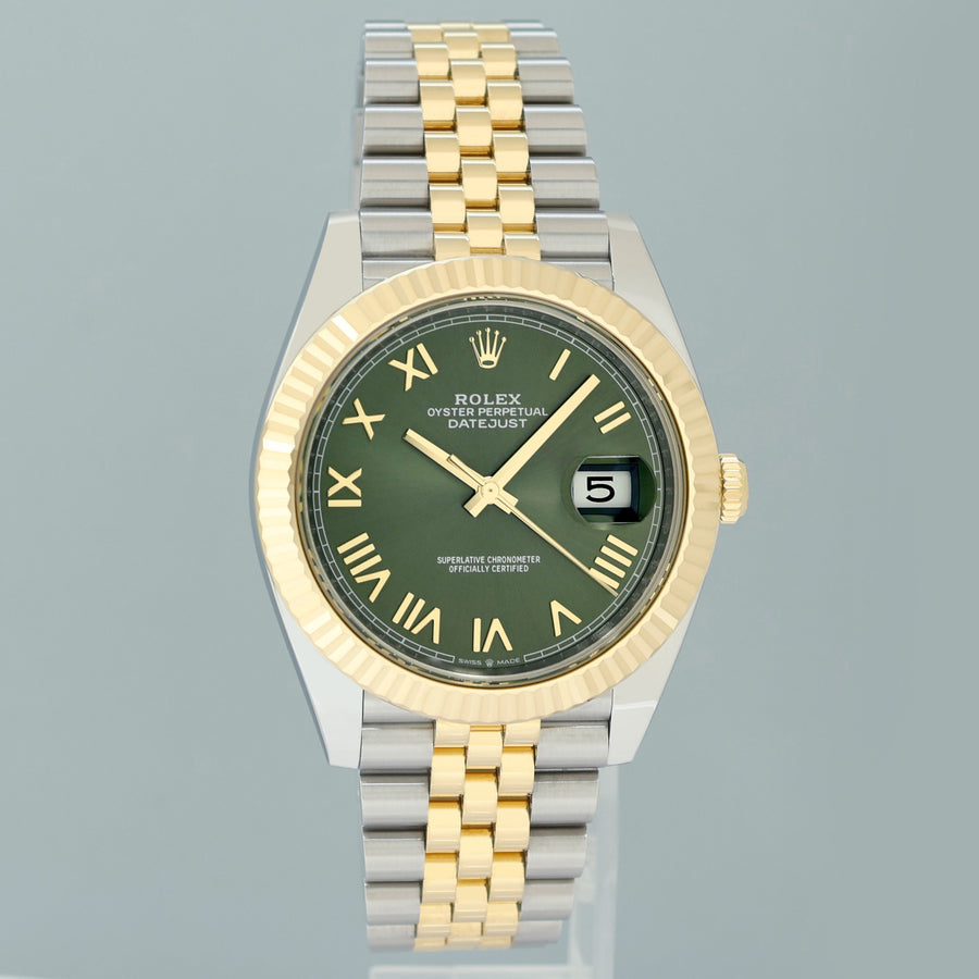 2026 NEW 126333 Rolex DateJust 41 Two Tone Jubilee Gold 41m Green Roman Watch Box