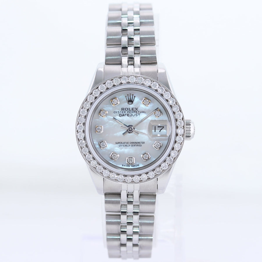PEARL DIAMOND Ladies Rolex DateJust 26mm MOP Bezel 69240 Steel Jubilee Watch