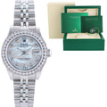 MINT Ladies Rolex DateJust 26mm Diamond Bezel Mother of Pearl 69240 Steel Jubilee Watch