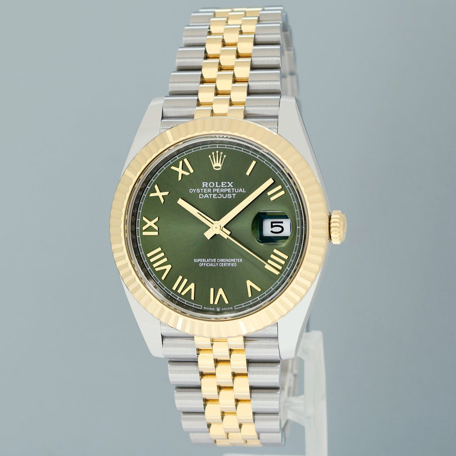 2026 NEW 126333 Rolex DateJust 41 Two Tone Jubilee Gold 41m Green Roman Watch Box