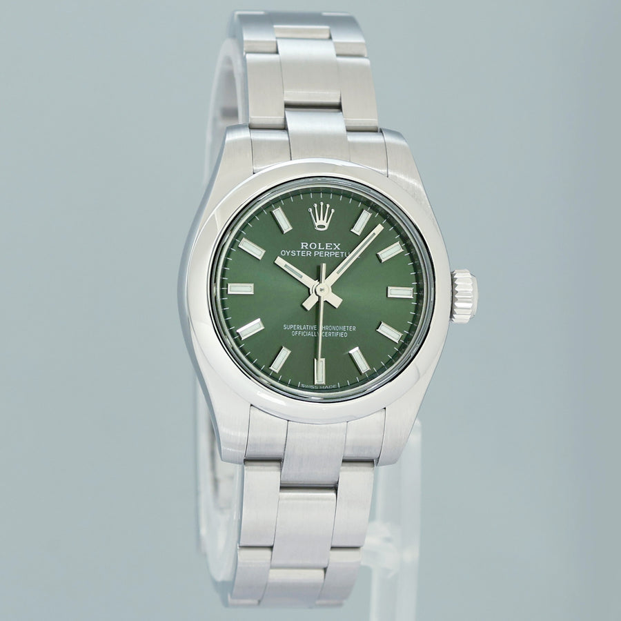 MINT 2018 PAPERS Rolex 176200 Oyster Perpetual 26mm Green Watch Box