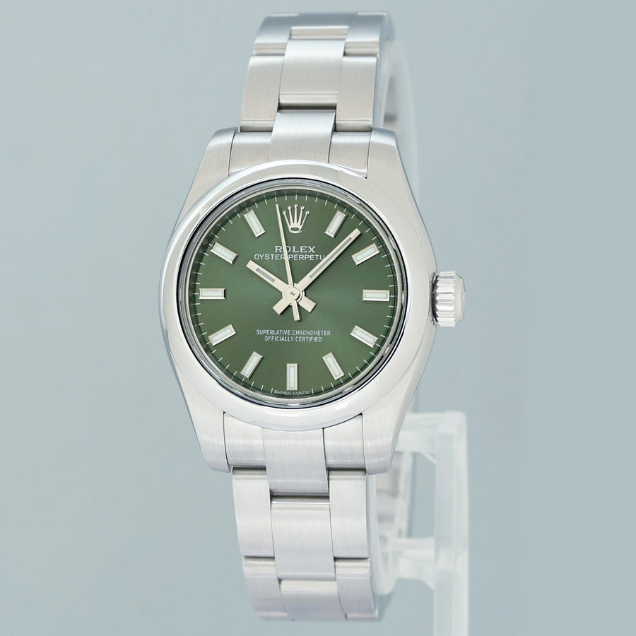 MINT 2018 PAPERS Rolex 176200 Oyster Perpetual 26mm Green Watch Box