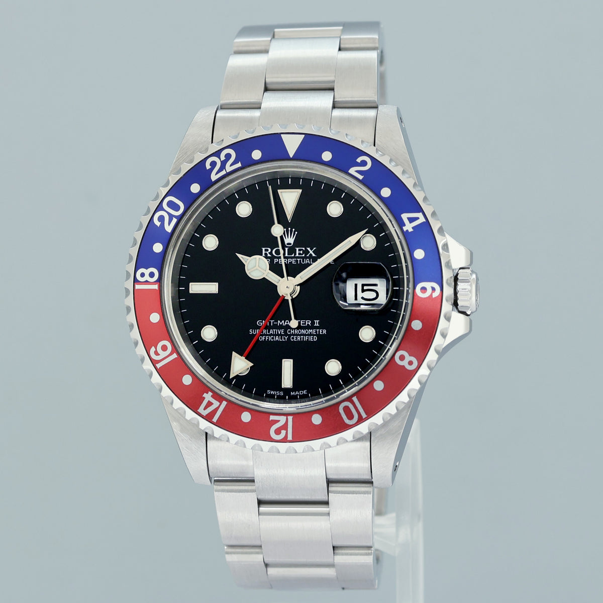 2008 PAPERS MINT Rolex GMT-Master II Pepsi 3185 Blue Red Steel 16710 40mm Watch Box