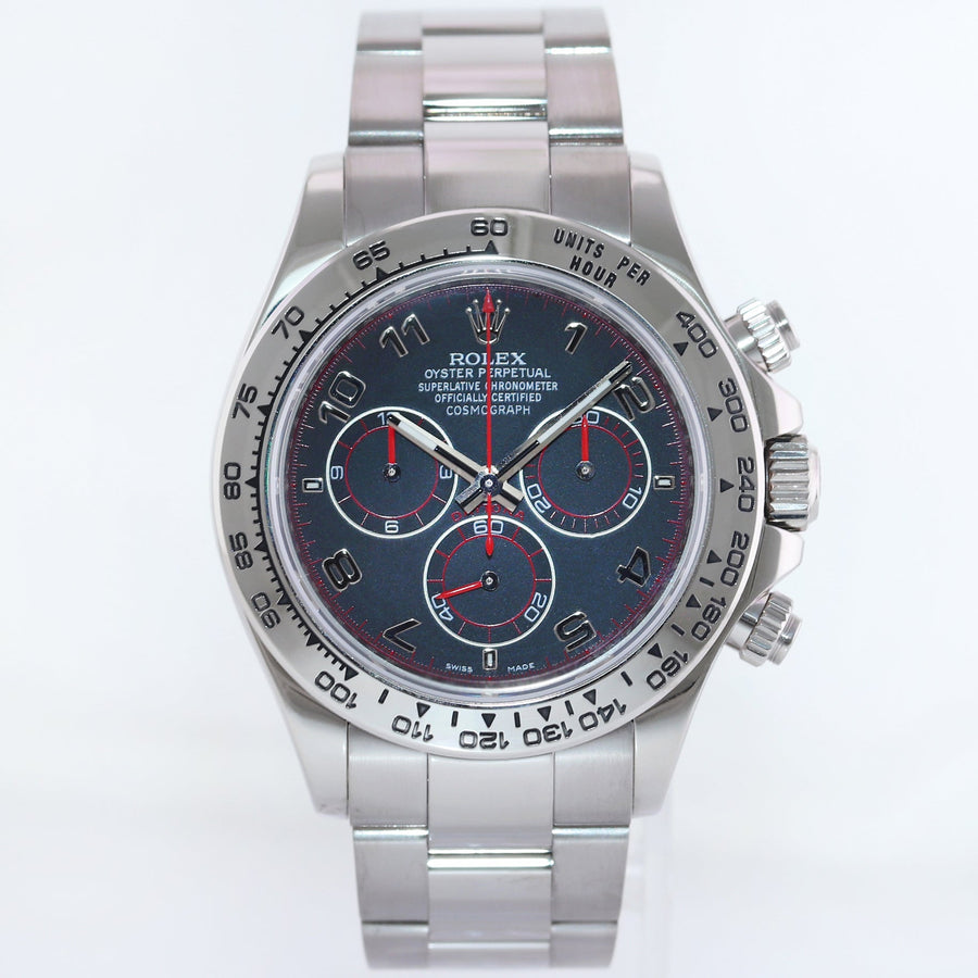 MINT Rolex Daytona Racing Dial Red Hands 116509 Cosmograph White Gold Watch Box