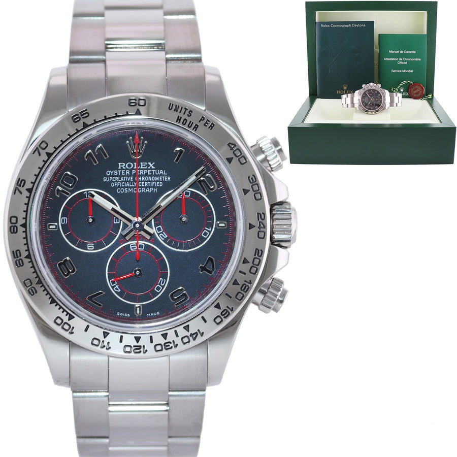 MINT Rolex Daytona Racing Dial Red Hands 116509 Cosmograph White Gold Watch Box