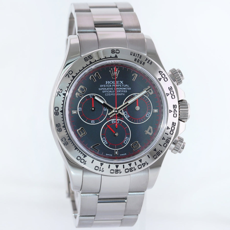 MINT Rolex Daytona Racing Dial Red Hands 116509 Cosmograph White Gold Watch Box