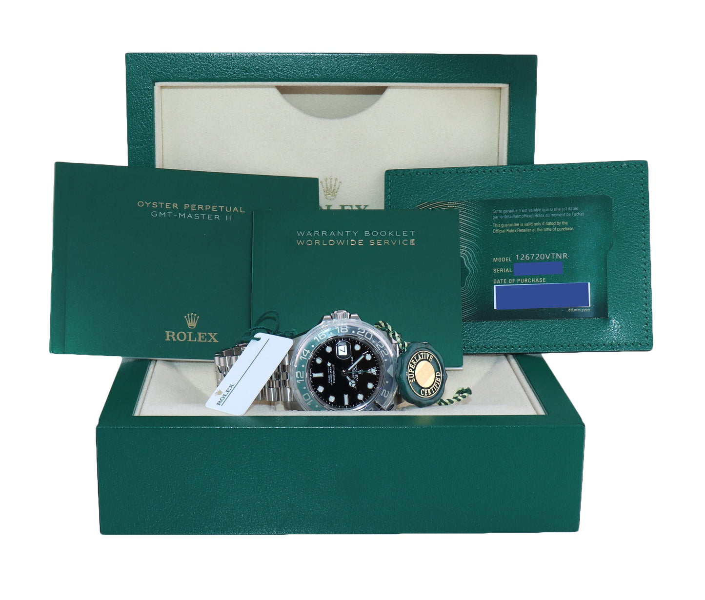 2023 NEW PAPERS Rolex GMT-Master II SPRITE Green Black Jubilee Steel 126720 Watch