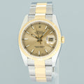 2008 PAPERS MINT Rolex 116233 DateJust Oyster 36mm Two Tone Gold Champagne Watch