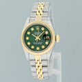 MINT GREEN DIAMOND Ladies Rolex DateJust 26mm Two Tone Gold Jubilee Watch