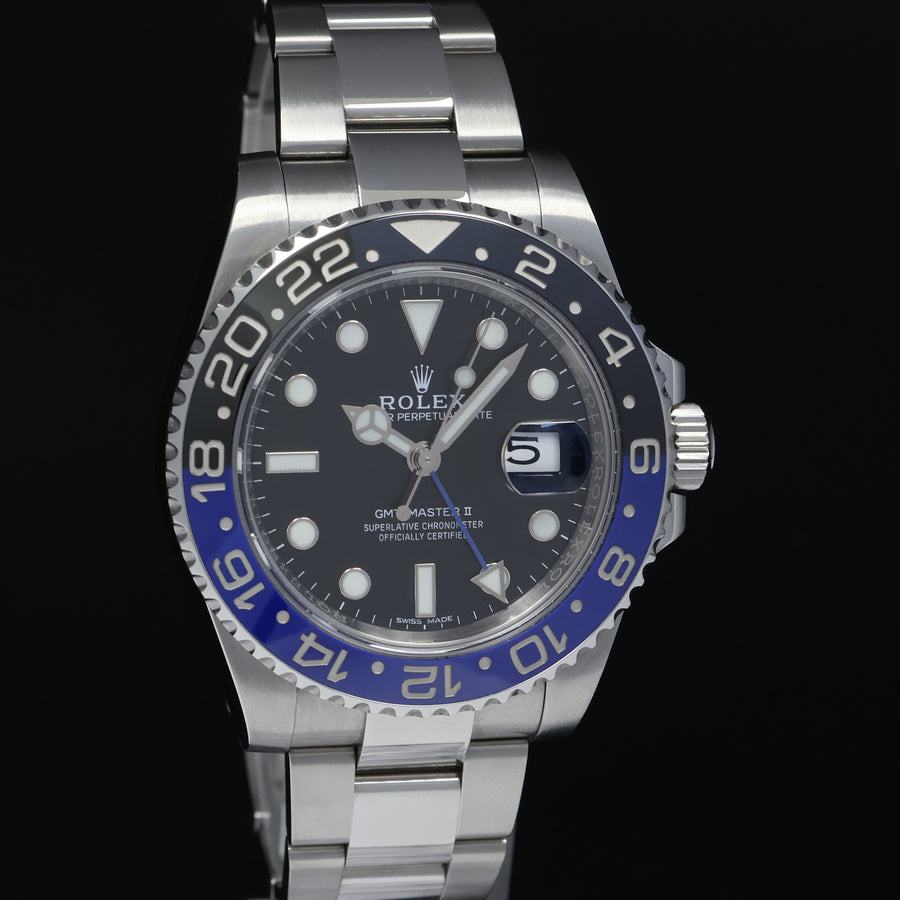 2016 PAPERS MINT Rolex GMT Master II 116710 BLNR Steel Ceramic Batman Blue Watch