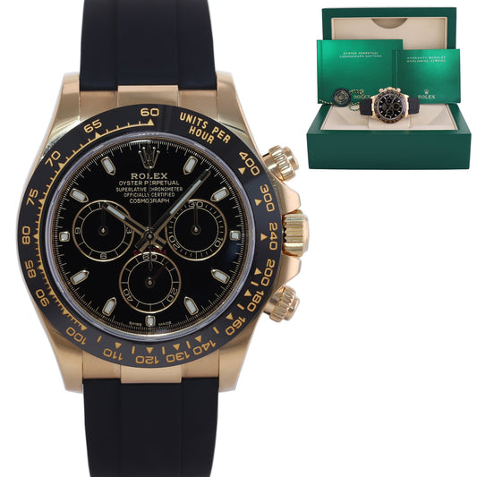 MINT 2022 Rolex Oysterflex Daytona 116518LN Yellow Gold Black Ceramic Watch