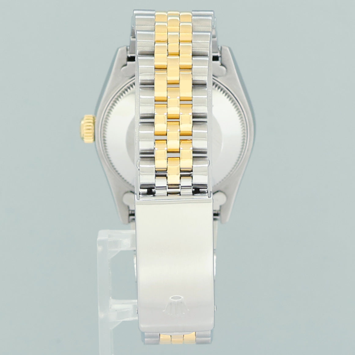 MINT Ladies Rolex 68273 Two Tone Yellow Gold Jubilee Fluted 31mm Blue Diamond Watch